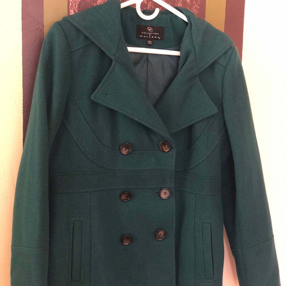 Collection by Gallery teal wool coat